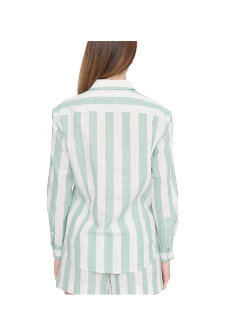 Camicia Mc2 Saint Barth Meredith donna MEREDITH01019H Verde colletto a punta madreperla maniche lunghe spalle basse carre MC2 SAINT BARTH | Camicie | MEREDITH01019H5310